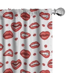 ABAKUHAUS Rojo Juego de 2 Paños Cortinas, Labios de la Muje…