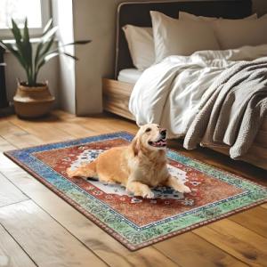 BSGIFT Alfombra oriental vintage 60 x 110 cm, lavable, anti…
