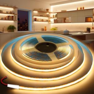KSIBNW Tira de LED COB 12V, 5M Tira Luz LED Blanca Cálida 3…