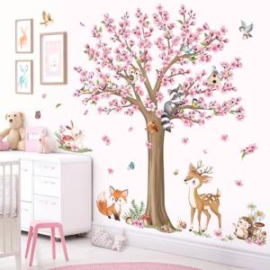 decalmile Pegatinas de Pared Flor de Cerezo Rosa Árbol Gran…