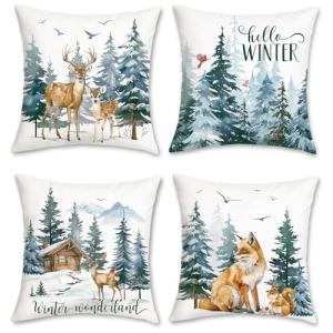 Bonhause Fundas Cojines Invierno Reno 45 x 45 cm Funda de A…