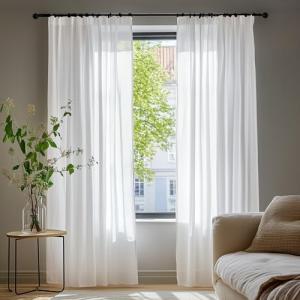 Deconovo Juego de 2 Cortinas semitransparentes con Volantes…