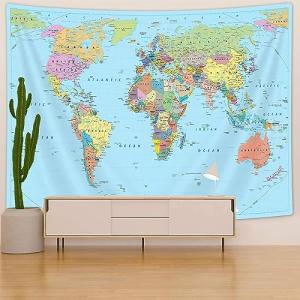 Tapiz de mapa del mundo, mapa del mundo para niños, estudia…