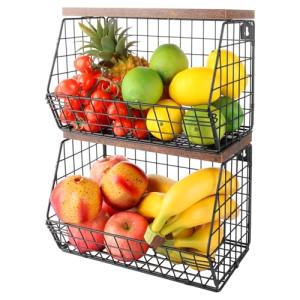 LOPYXBR 2 cestas de frutas colgantes negras, 30 x 21 x 16 c…