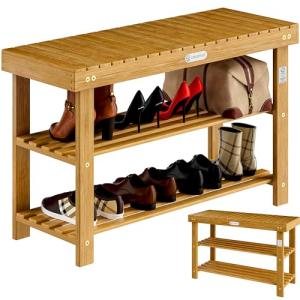 CASARIA® Banco Zapatero Estantería Zapatos 2 Estantes 90x33…