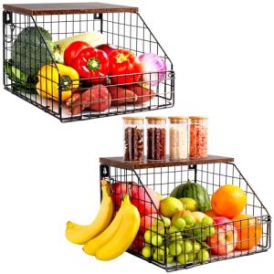 FoiiLiio Fruteros de Cocina Modernos 2 Piezas Cesta Frutas…