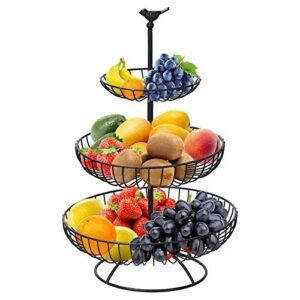 Hossejoy Cesta de frutas, 3 pisos para frutas para más espa…