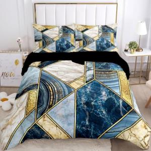 Juego de Ropa de Cama de mármol, Funda nórdica matrimonial…