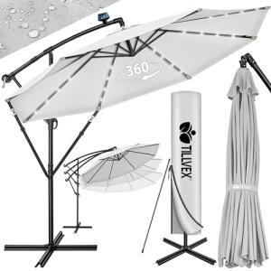 tillvex 300 cm Sombrilla Excentrico con 32 Luces LED Solar…