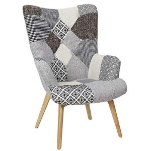 Marca: The Home Deco Factory Sillón Helsinki Patchwork Gris
