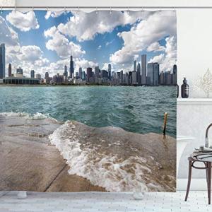 ABAKUHAUS Illinois Cortina de Baño, Horizonte de Chicago y…