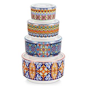 vancasso Juego de 4 Cuencos con Tapas de Porcelana - 300ml/…