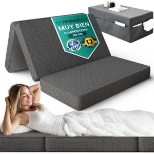 Colchón Plegable Doble 120cm – Oeko-Tex para Suelo o Camper…