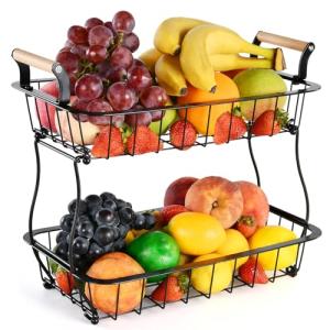ANTOPY Canasta de Frutas de 2 Niveles para encimera de Coci…