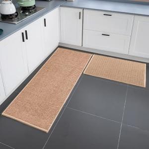 2 alfombras de cocina de lino, lavables antideslizantes, re…