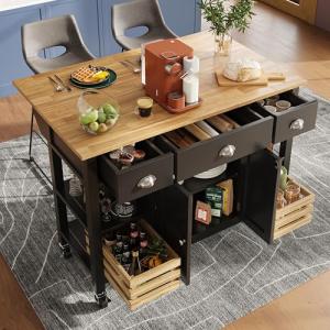 Huayz Isla de cocina, comedor, carrito de madera, mueble de…