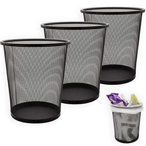 SENENQU 3 Piezas Papelera Oficina Metal Negro, 12L Cubo Bas…