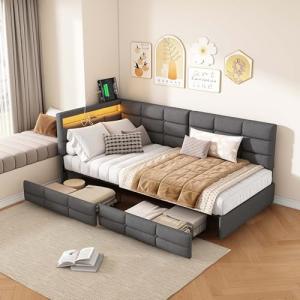 BSMGSGN Cama tapizada, Estructura de Cama Individual de 90…