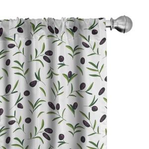 ABAKUHAUS Aceituna Juego de 2 Paños Cortinas, Hojas botánic…