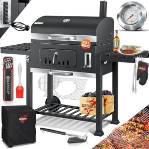 KESSER Barbacoa XXL con ahumador, con tapa, ruedas, mango d…