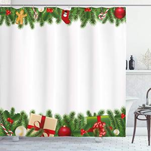 ABAKUHAUS Navidad Cortina de Baño, Árbol Garland clásica, M…