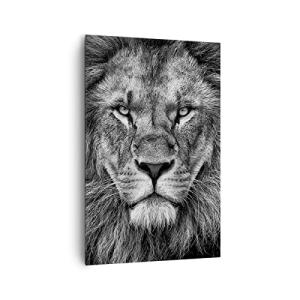 Cuadros Decoracion Salon Retrato León Blanco Y Negro Lienzo…