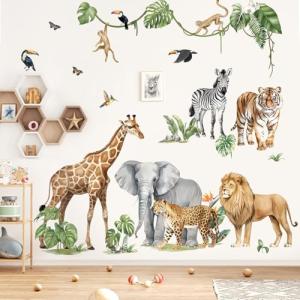 decalmile Pegatinas de Pared Animales de la Jungla Vid XXL…