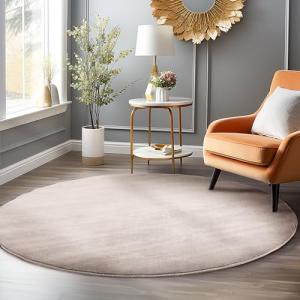 Homebyhome Alfombra para salón, 200 cm, redonda, beige, lav…