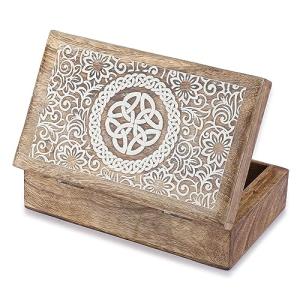 Ajuny Caja de Joyería Decorativa Hecha a Mano de Madera Cof…