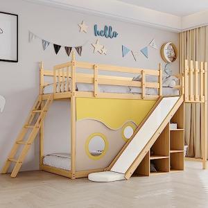 Cama infantil de 90 x 200 cm, cama de madera con escalera y…