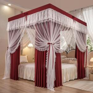 Dosel de cama de color sólido con 4 postes en las esquinas,…
