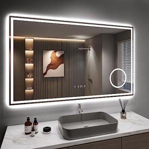 Dripex Espejo de Baño con Luz LED 100 x 60 cm, Antivaho Sep…