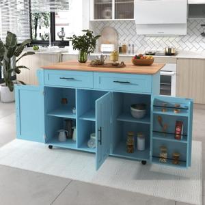 KecDuey Carrito de cocina, isla de cocina con ruedas con su…