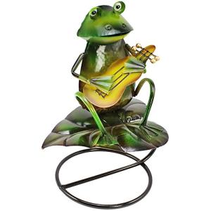 com-four® Figura Deco Frog with Guitar - Figura de jardín H…