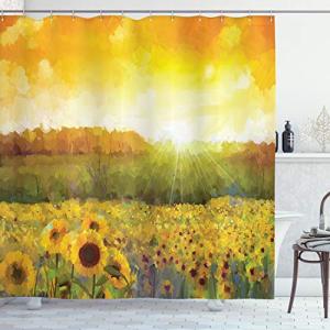 ABAKUHAUS Girasol Cortina de Baño, Campo del Girasol de Oro…