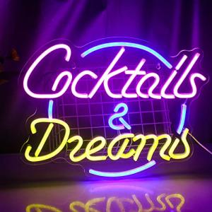 Wanxing Cocktail & Dream Letreros de neón Rosa Azul Luz de…