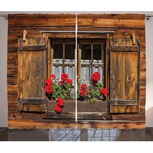 ABAKUHAUS geranios Cortinas, Caseta de Madera con Ventana,…