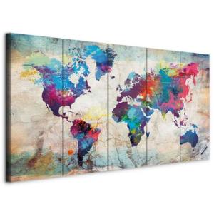 murando - Cuadro en Lienzo Mapamundi 150x60 cm 5 piezas - I…