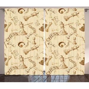 ABAKUHAUS Beige Cortinas, Retro Juego de ajedrez Piezas, Sa…