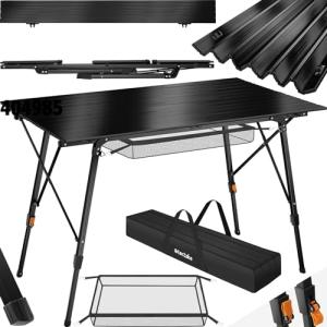 TecTake® Mesa Camping Plegable con Altura Ajustable, Mesa A…