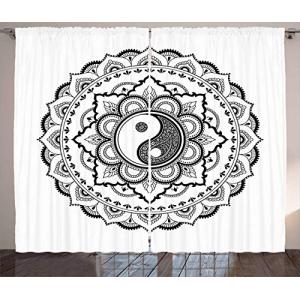 ABAKUHAUS En Blanco y Negro Cortinas, Mandala Flores, Sala…