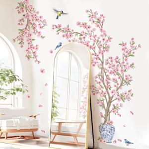 decalmile Pegatinas de Pared Flor de Cerezo Árbol Grande Ro…