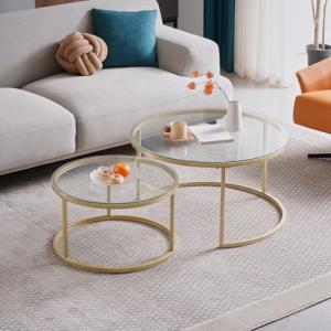 BenyLed Juego de 2 Mesa Nido Salon, Mesa Nido Pequeña para…
