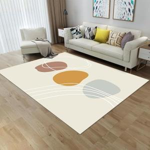 LIKE IT MORE Alfombra moderna de color beige y gris, lavabl…