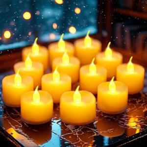 LQWELL Paquete de 12 velas LED con llama parpadeante realis…
