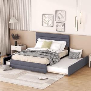 Moimhear Cama doble de plataforma con dos cajones con rueda…