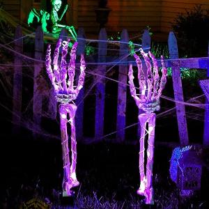 Ninonly Halloween Esqueleto Decoraciones, 2 Piezas 48 LED E…