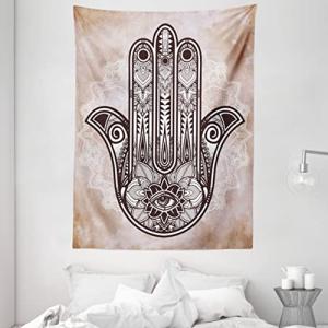 ABAKUHAUS Hamsa Tapiz de Pared, Mano de Fátima Estilo Desga…