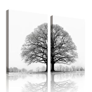 WENGTIAO 2 Piezas Arbol de La Vida Blanco y Negro Lienzo Cu…