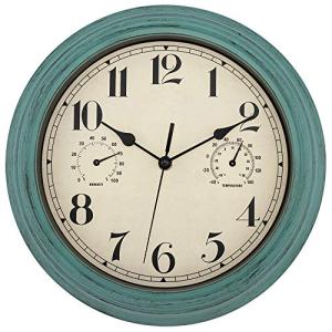 Foxtop Reloj de pared impermeable silencioso con termómetro…